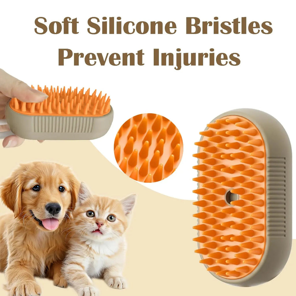 💨 No More Flying Fur! Steam Grooming Brush for Shedding, Massage & Cleaning