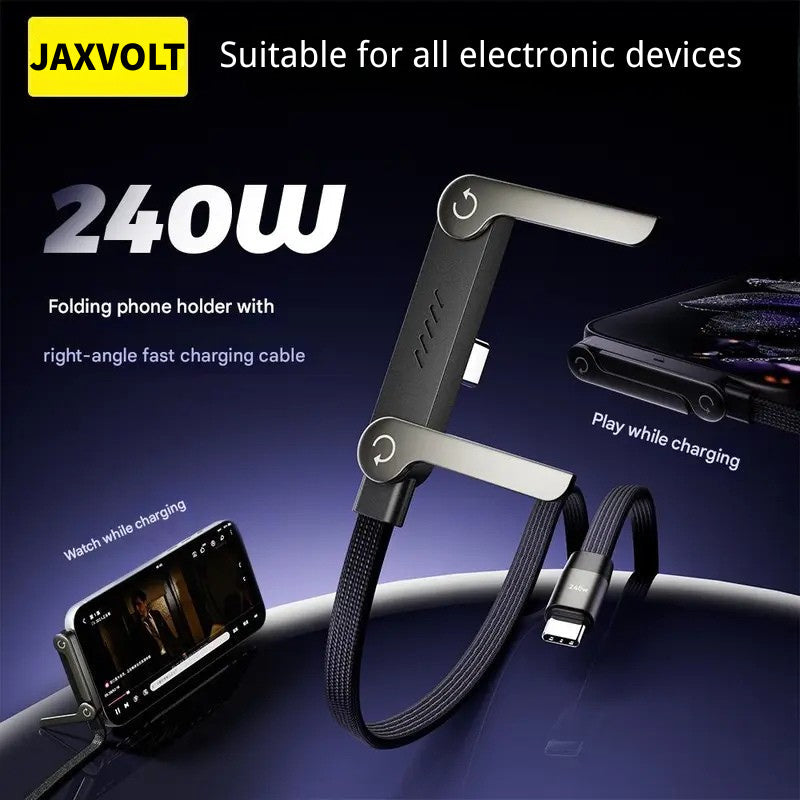 ⚡ JAXVOLT 240W Super Fast Charging Cable 2-in-1 with Phone Stand