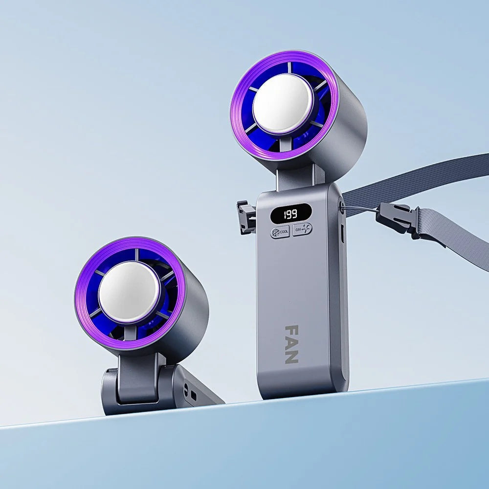 ❄️Ice in Your Pocket, Hurricane in Your Hand | 199-Speed Semiconductor Cooling Handheld Fan, Portable Neck Fan with 16°C Ice Wind for Outdoor Travel