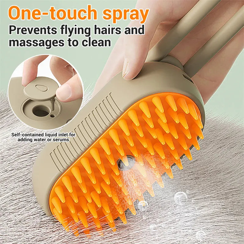 💨 No More Flying Fur! Steam Grooming Brush for Shedding, Massage & Cleaning