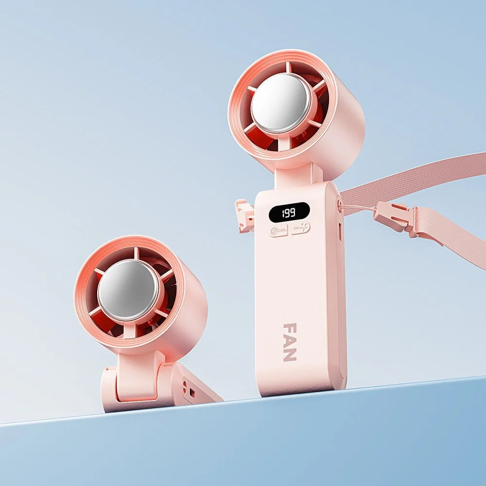 ❄️Ice in Your Pocket, Hurricane in Your Hand | 199-Speed Semiconductor Cooling Handheld Fan, Portable Neck Fan with 16°C Ice Wind for Outdoor Travel