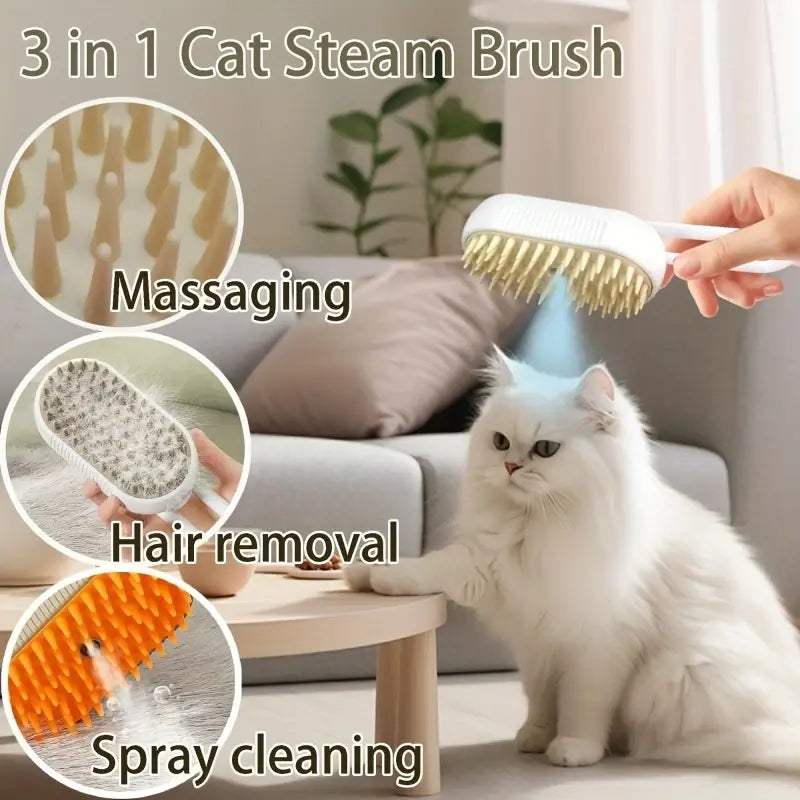 💨 No More Flying Fur! Steam Grooming Brush for Shedding, Massage & Cleaning