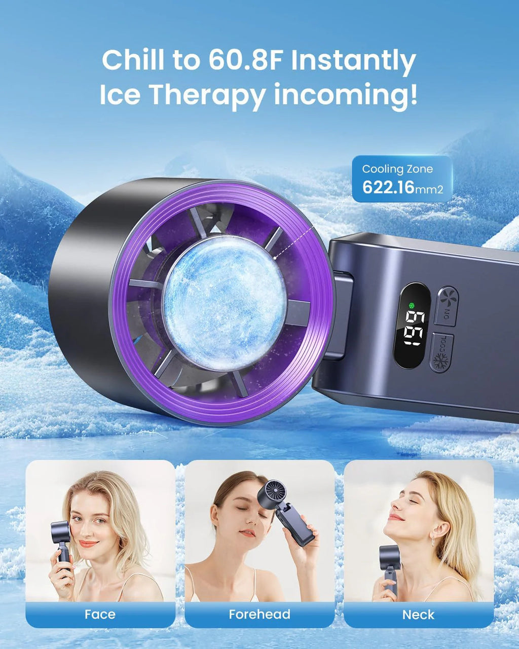 ❄️Ice in Your Pocket, Hurricane in Your Hand | 199-Speed Semiconductor Cooling Handheld Fan, Portable Neck Fan with 16°C Ice Wind for Outdoor Travel