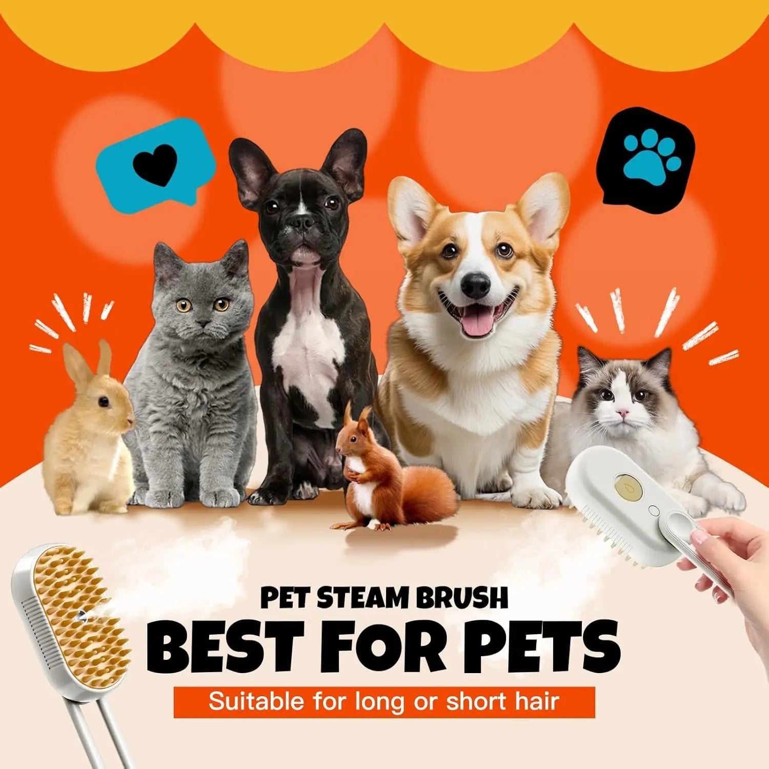 💨 No More Flying Fur! Steam Grooming Brush for Shedding, Massage & Cleaning