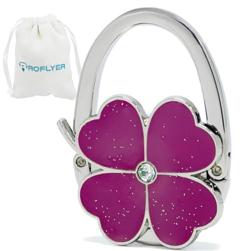 💖 Foldable Clover Bag Hanger | Portable Purse Holder with Bling✨