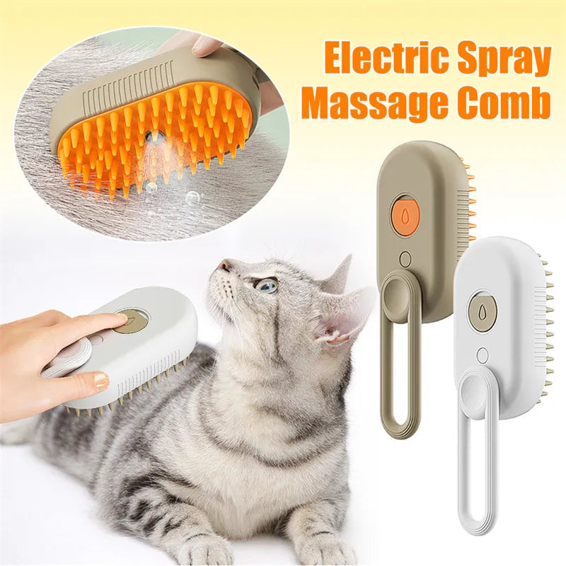 💨 No More Flying Fur! Steam Grooming Brush for Shedding, Massage & Cleaning
