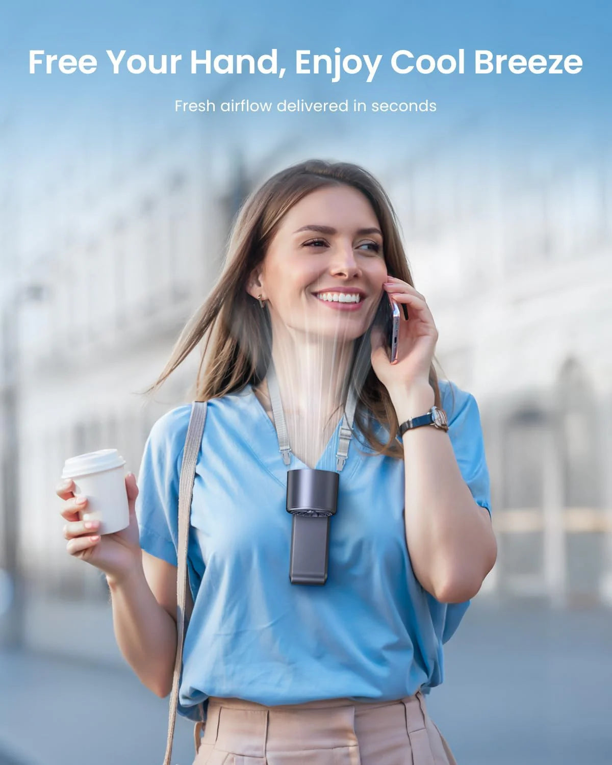 ❄️Ice in Your Pocket, Hurricane in Your Hand | 199-Speed Semiconductor Cooling Handheld Fan, Portable Neck Fan with 16°C Ice Wind for Outdoor Travel