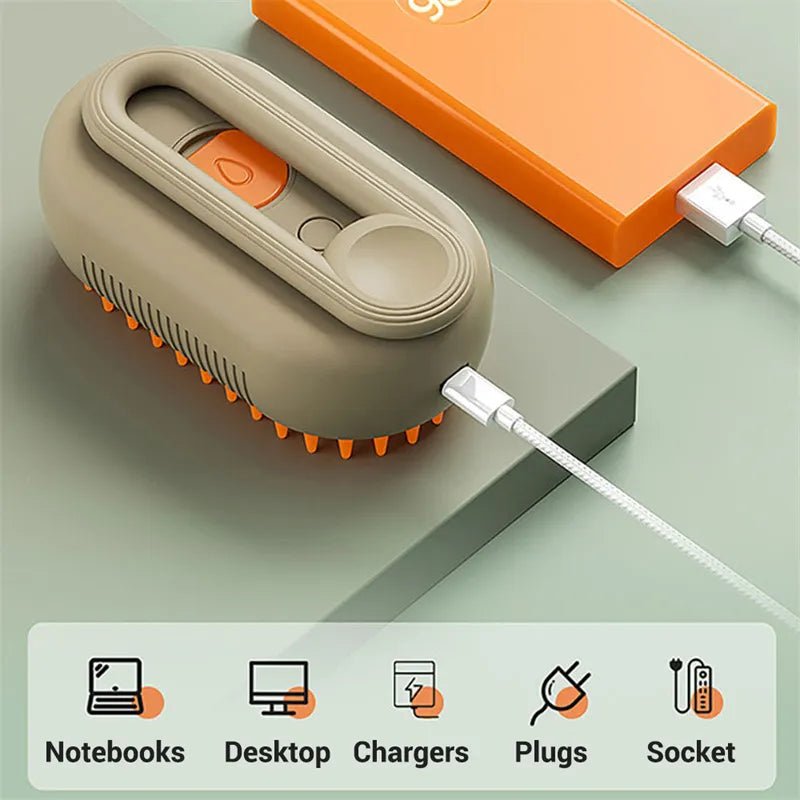 💨 No More Flying Fur! Steam Grooming Brush for Shedding, Massage & Cleaning