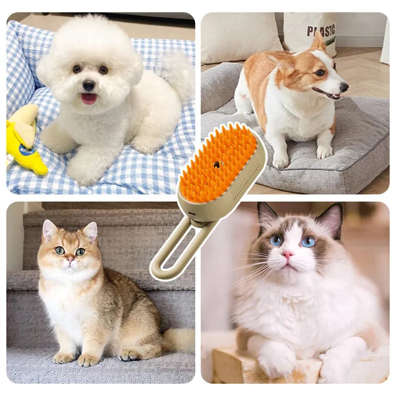 💨 No More Flying Fur! Steam Grooming Brush for Shedding, Massage & Cleaning