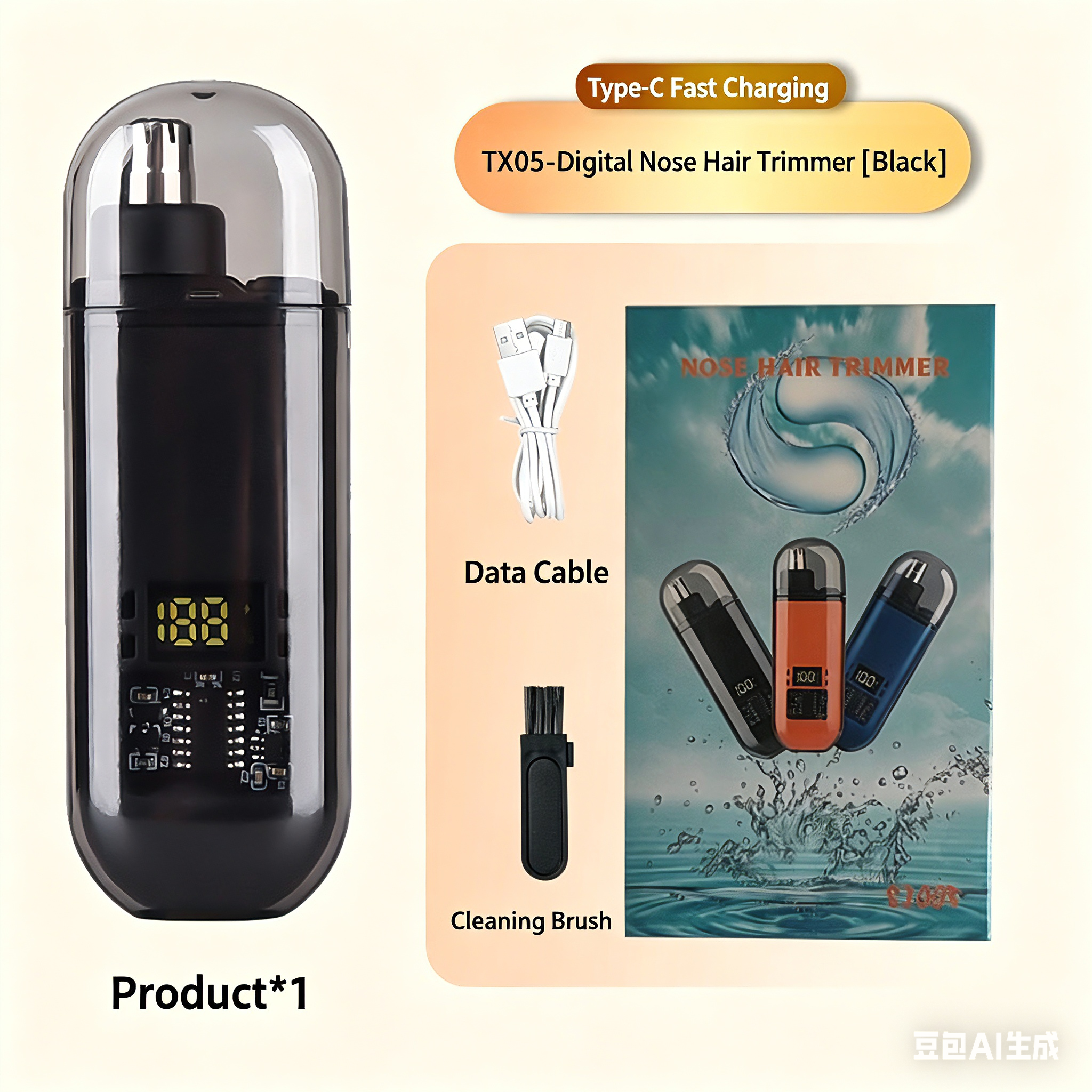 Nose Hair Trimmer for Men Women Rechargeable Painless Eyebrow Facial Hair Shaver LED Display Waterproof Dual Edge Blades Clipper Compact Portable IPX7 Safe Distance Trimming