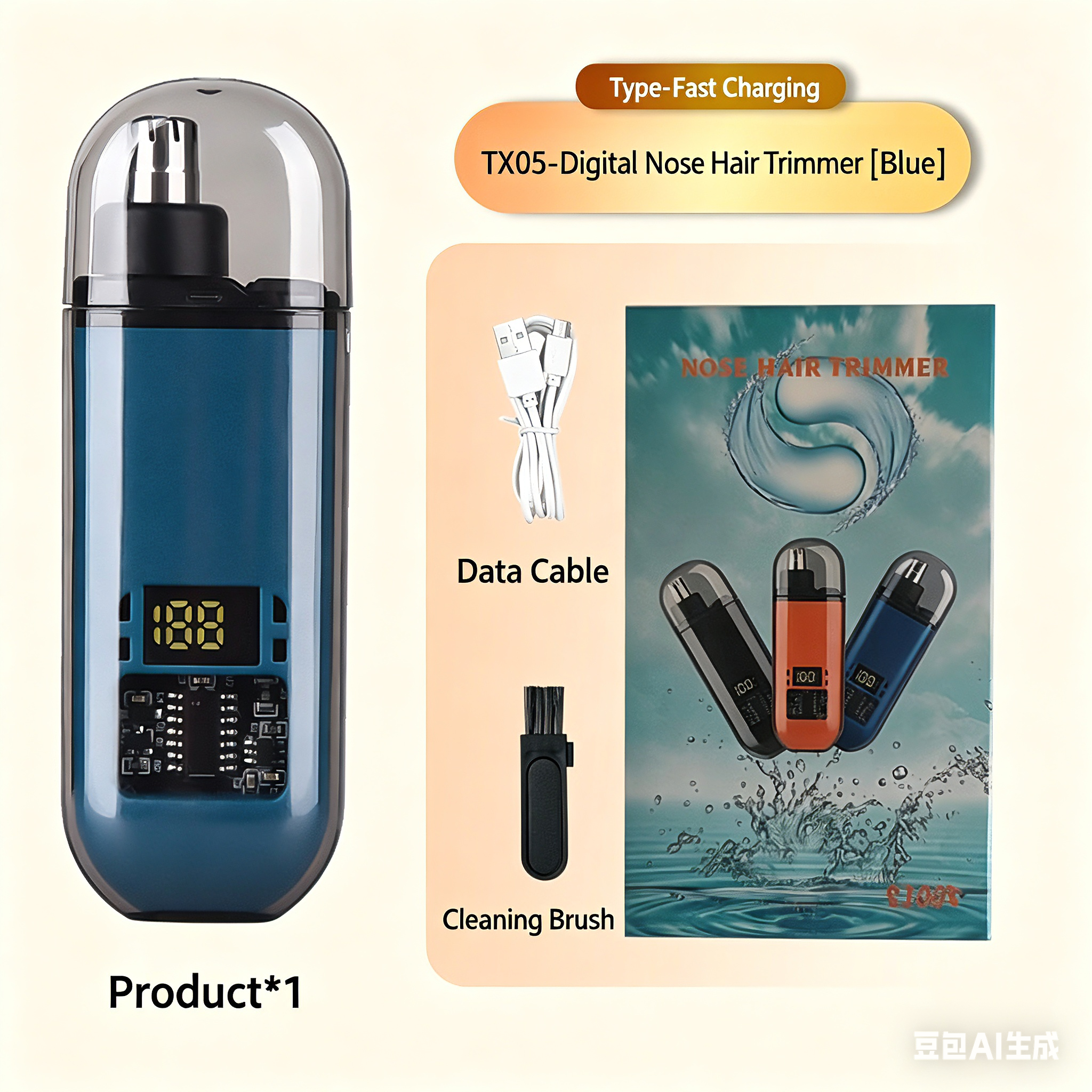 Nose Hair Trimmer for Men Women Rechargeable Painless Eyebrow Facial Hair Shaver LED Display Waterproof Dual Edge Blades Clipper Compact Portable IPX7 Safe Distance Trimming