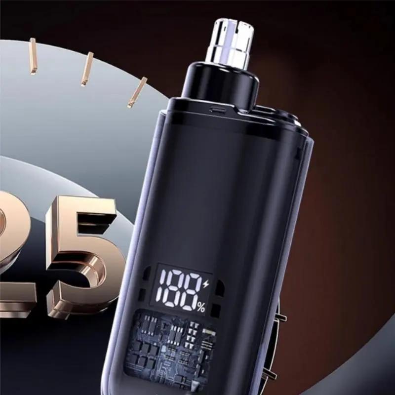 Nose Hair Trimmer for Men Women Rechargeable Painless Eyebrow Facial Hair Shaver LED Display Waterproof Dual Edge Blades Clipper Compact Portable IPX7 Safe Distance Trimming