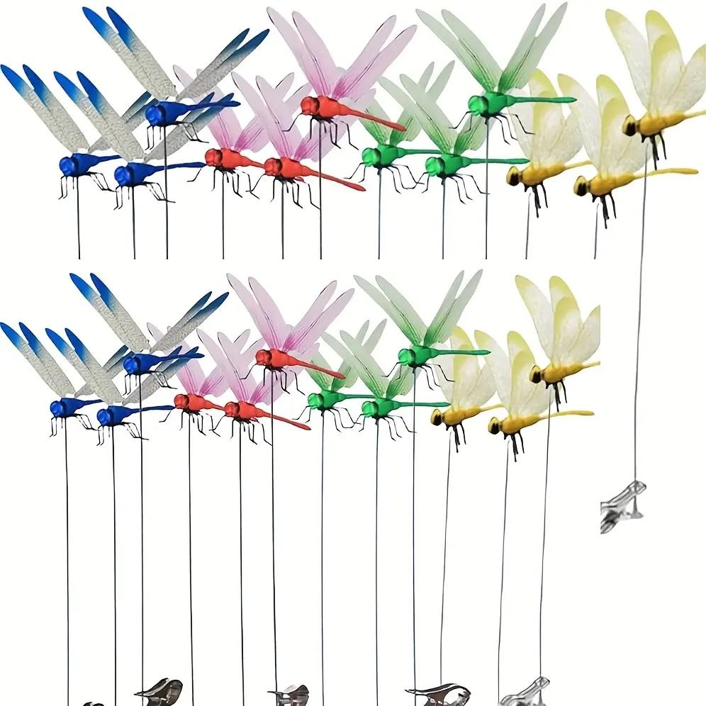 8pieces of dragonfly insect traps, 3D artificial dragonfly hat traps, dragonfly garden decorations, dragonfly trap insect repellents, bird and fly prevention devices for gardens, terraces, and balconies, Metal Clip Mosquito Repellent Hat Clip,Fishing