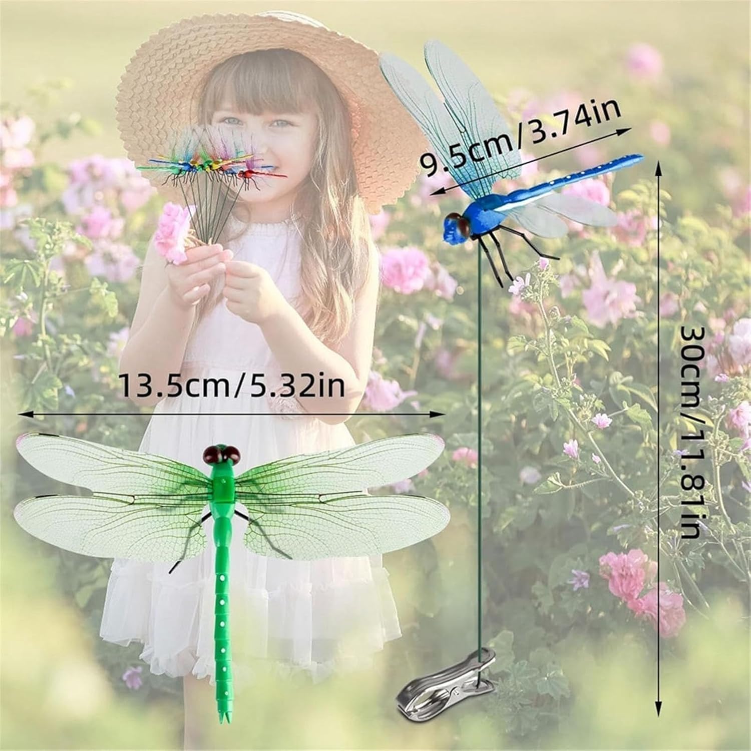 8pieces of dragonfly insect traps, 3D artificial dragonfly hat traps, dragonfly garden decorations, dragonfly trap insect repellents, bird and fly prevention devices for gardens, terraces, and balconies, Metal Clip Mosquito Repellent Hat Clip,Fishing