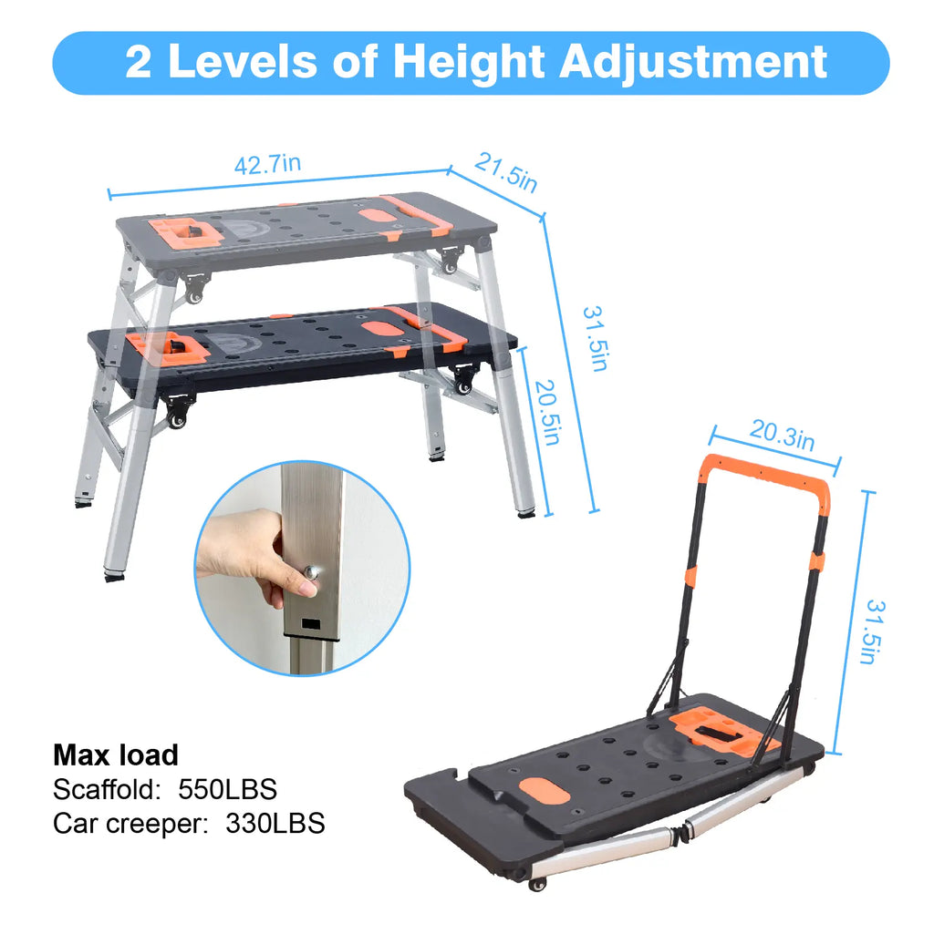 🔥Limited Time: 50% OFF ✨7-in-1 Portable Folding Workbench – Adjustable Height Multi-Purpose Work Table for Woodworking, Home Repairs & DIY Projects