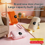 🧡2-in-1 Mini tragbares Ladegerät 🔋 | Integriertes USB-C-Kabel, Digitalanzeige, ultrakompakte Powerbank mit Taschenlampe
