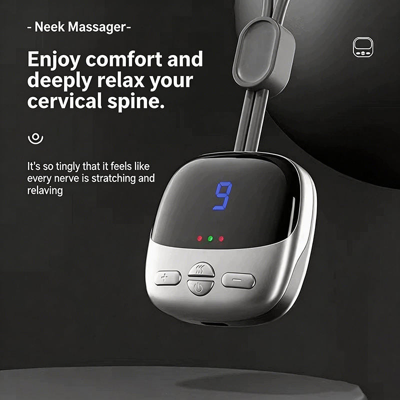 🧘 Pendant EMS Neck Massager with Constant Heat | Portable Cervical Massage Device🔥