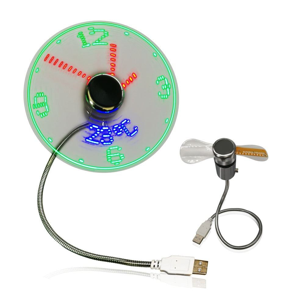 🎁USB LED Clock Fan ⏱️ | Real-Time Time & Temperature Display, Quiet Mini USB Fan for Office Desk, Home, Travel & Promotional Gifts 🎨