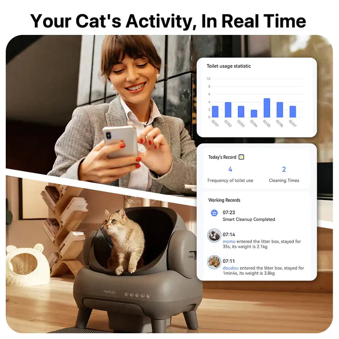 ⏰Limited Time: 50% OFF🐱 Smart Self-Cleaning Cat Litter Box | Open Design Odor Control Automatic Cat Toilet