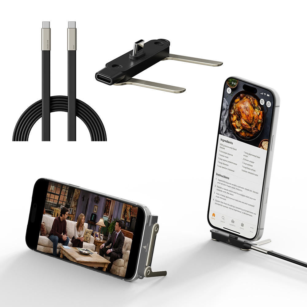⚡ JAXVOLT 240W Super Fast Charging Cable 2-in-1 with Phone Stand