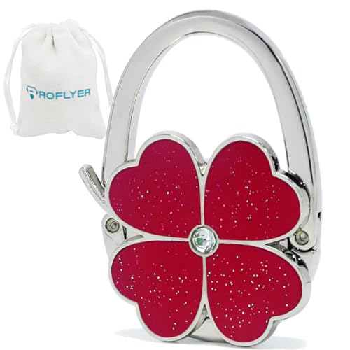 💖 Foldable Clover Bag Hanger | Portable Purse Holder with Bling✨