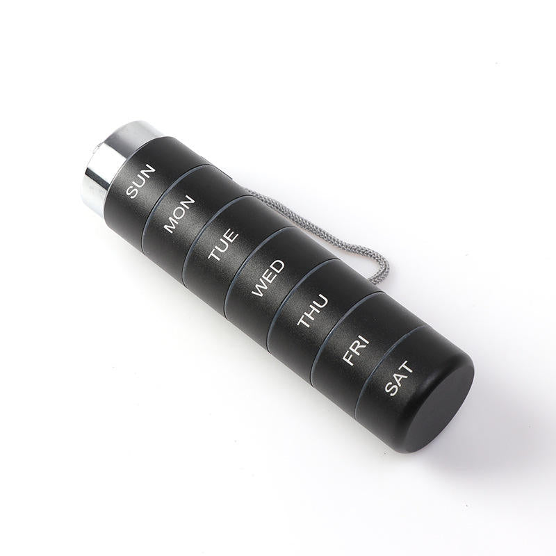 ✨ Premium Metal Weekly Pill Case 7 Compartments, Waterproof Cylinder Vitamin Holder, Perfect Gift For Elders & Travel Lovers✨