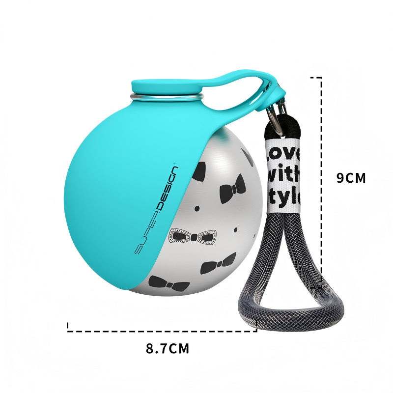 ✨ 285ml Xiaoman Pet Water Bottle | 304 Stainless Steel Leak-Proof Travel Water Bottle with Foldable Silicone Bowl & Lanyard for Outdoor Adventures 🐶