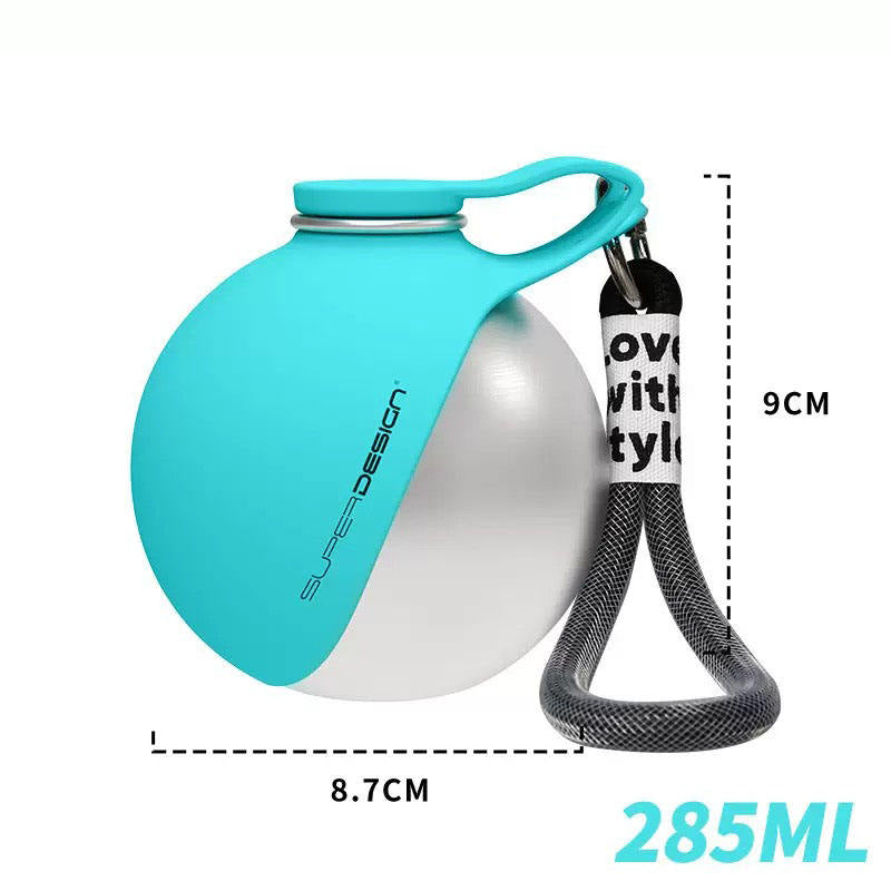 ✨ 285ml Xiaoman Pet Water Bottle | 304 Stainless Steel Leak-Proof Travel Water Bottle with Foldable Silicone Bowl & Lanyard for Outdoor Adventures 🐶