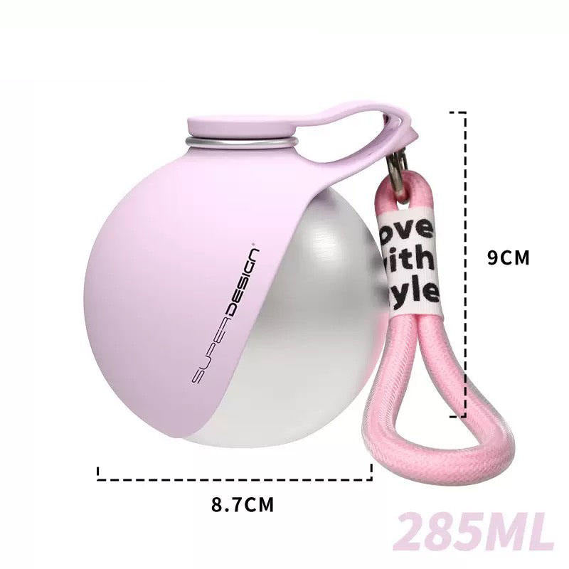 ✨ 285ml Xiaoman Pet Water Bottle | 304 Stainless Steel Leak-Proof Travel Water Bottle with Foldable Silicone Bowl & Lanyard for Outdoor Adventures 🐶