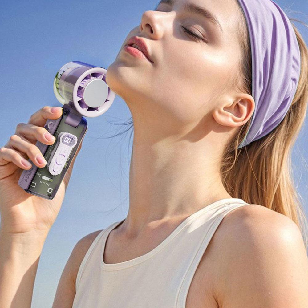 ❄️ Ice-Cool Turbo Handheld Fan | 100-Speed Foldable Mini Fan with Semiconductor Cooling & LED Display❄️