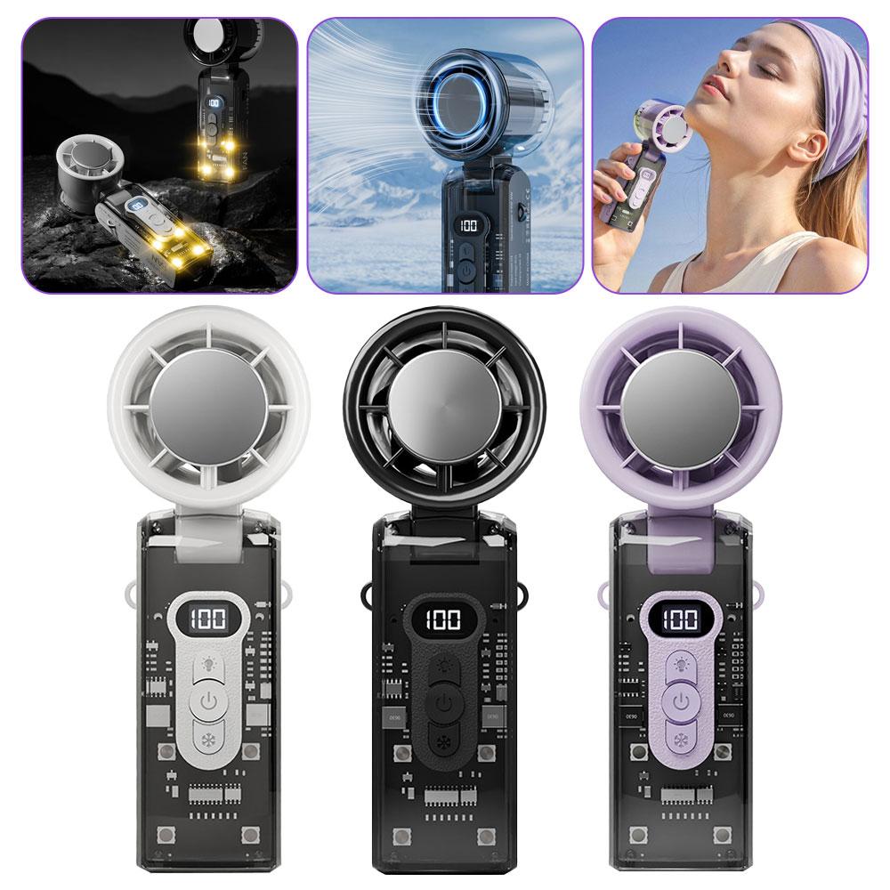 ❄️ Ice-Cool Turbo Handheld Fan | 100-Speed Foldable Mini Fan with Semiconductor Cooling & LED Display❄️