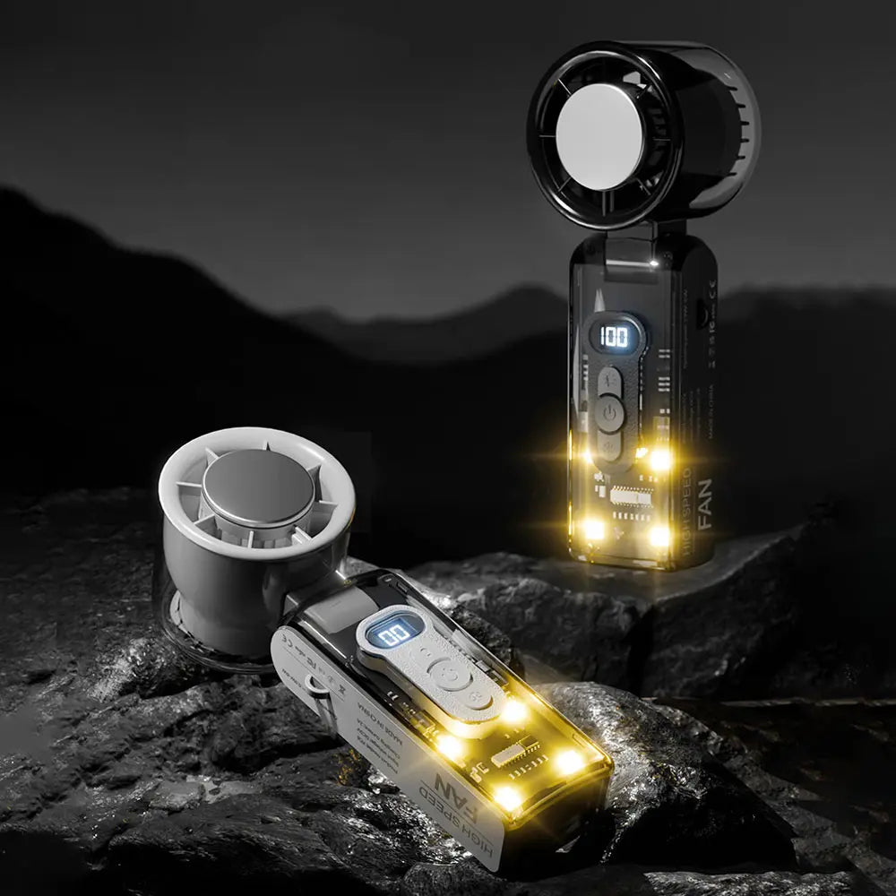 ❄️ Ice-Cool Turbo Handheld Fan | 100-Speed Foldable Mini Fan with Semiconductor Cooling & LED Display❄️