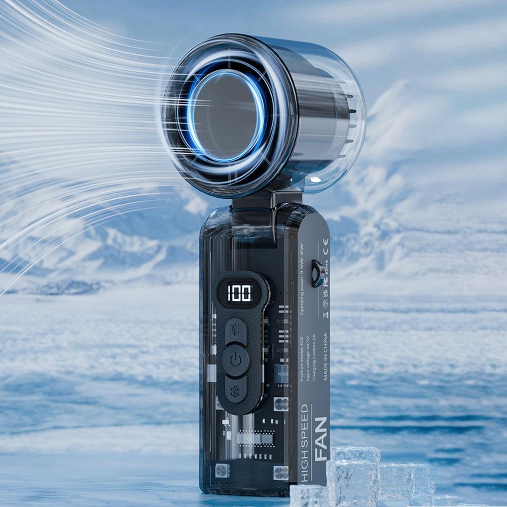 ❄️ Ice-Cool Turbo Handheld Fan | 100-Speed Foldable Mini Fan with Semiconductor Cooling & LED Display❄️