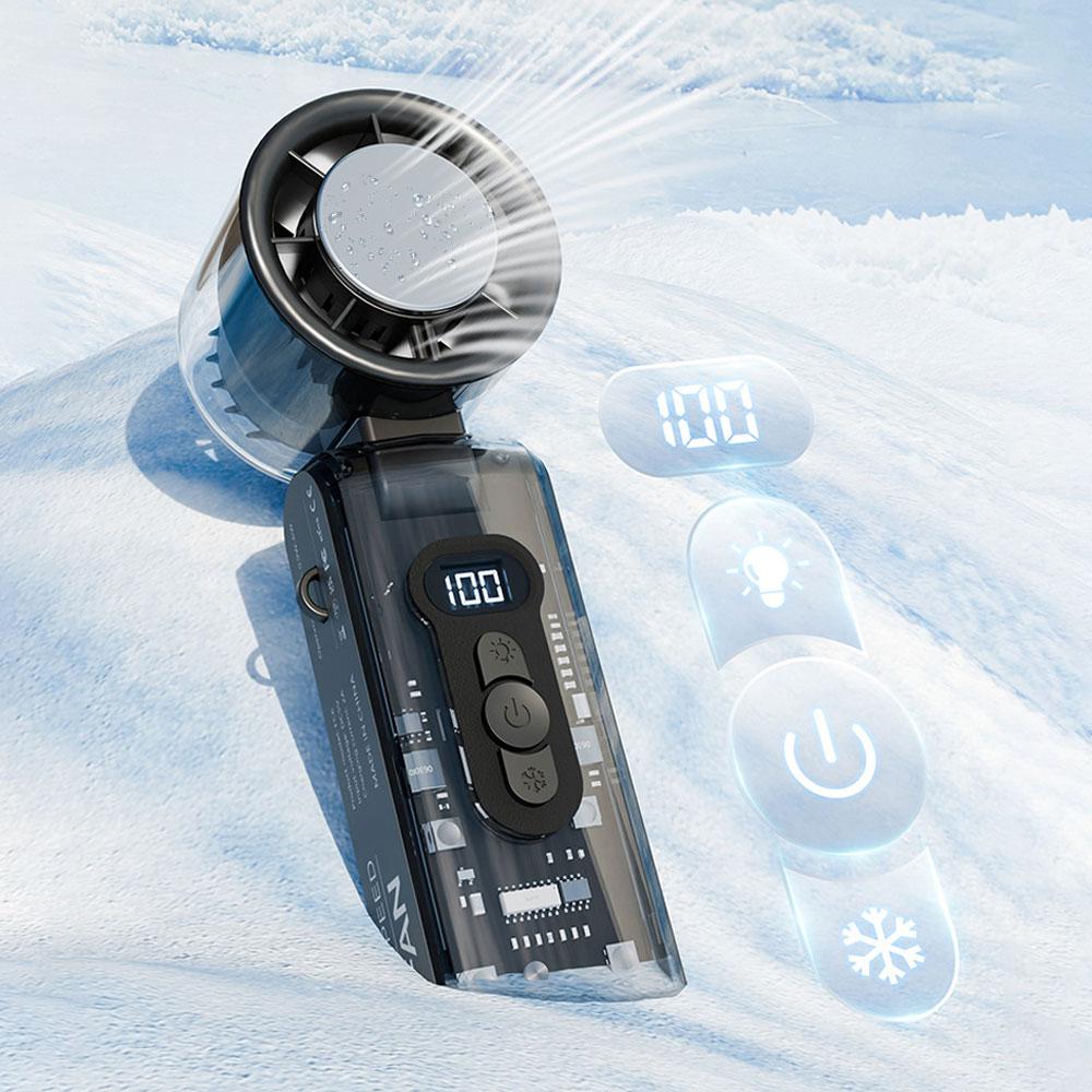 ❄️ Ice-Cool Turbo Handheld Fan | 100-Speed Foldable Mini Fan with Semiconductor Cooling & LED Display❄️