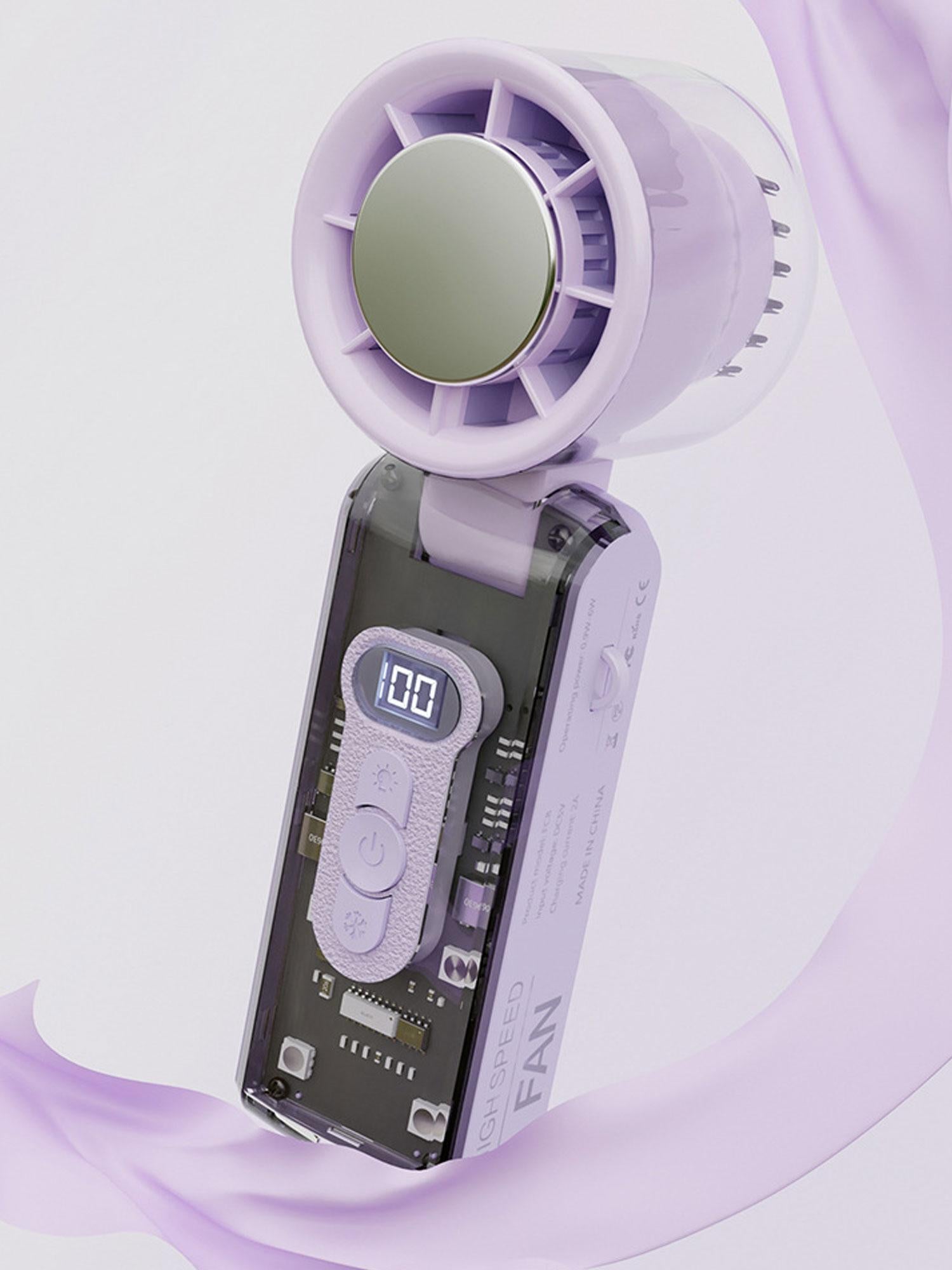 ❄️ Ice-Cool Turbo Handheld Fan | 100-Speed Foldable Mini Fan with Semiconductor Cooling & LED Display❄️