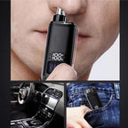 Nose Hair Trimmer for Men Women Rechargeable Painless Eyebrow Facial Hair Shaver LED Display Waterproof Dual Edge Blades Clipper Compact Portable IPX7 Safe Distance Trimming