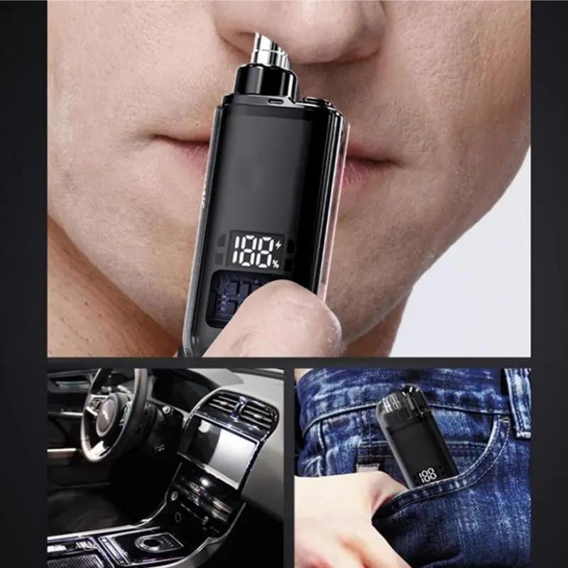 Nose Hair Trimmer for Men Women Rechargeable Painless Eyebrow Facial Hair Shaver LED Display Waterproof Dual Edge Blades Clipper Compact Portable IPX7 Safe Distance Trimming