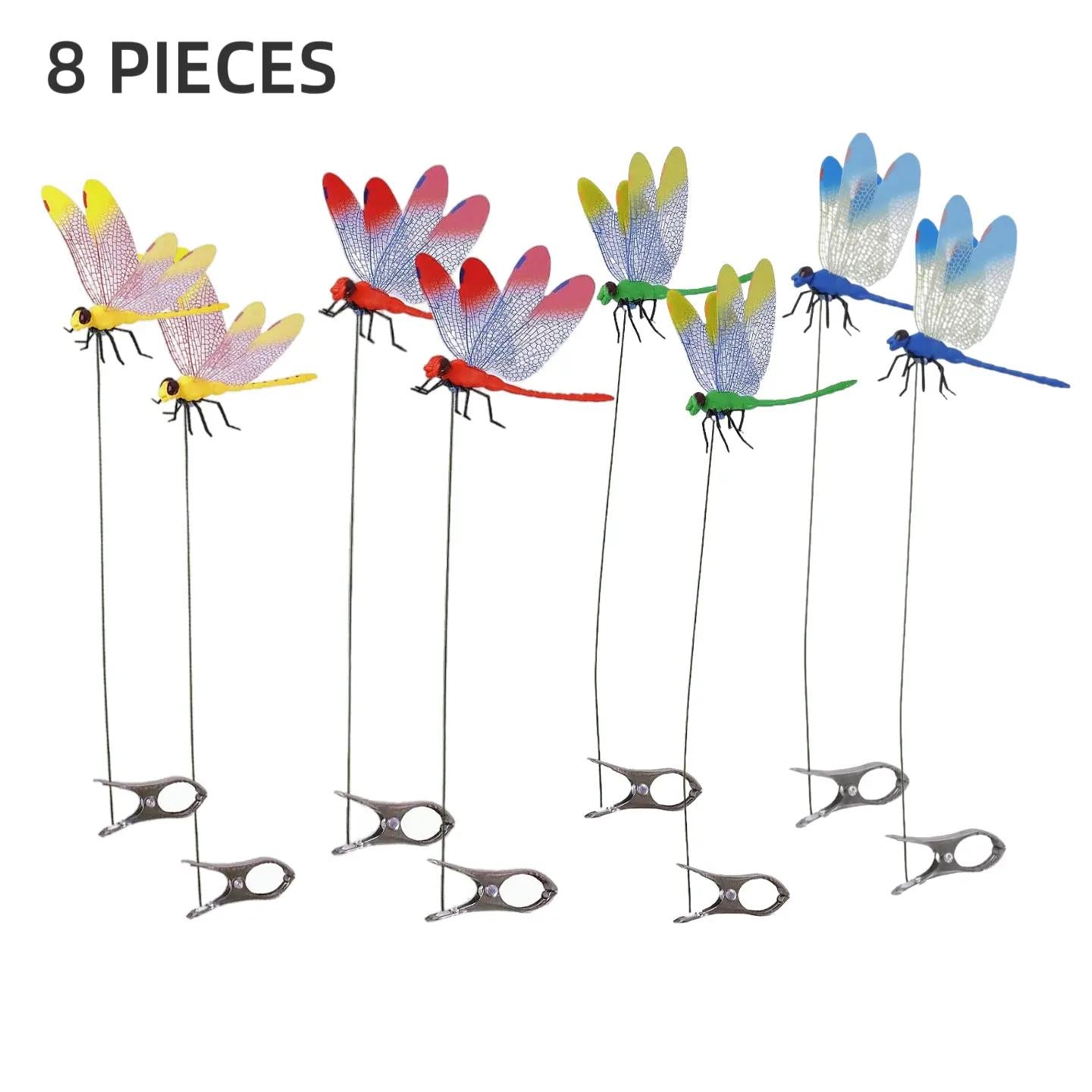 8pieces of dragonfly insect traps, 3D artificial dragonfly hat traps, dragonfly garden decorations, dragonfly trap insect repellents, bird and fly prevention devices for gardens, terraces, and balconies, Metal Clip Mosquito Repellent Hat Clip,Fishing